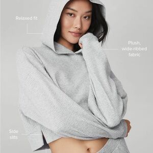 ALO Yoga Muse Gray Ribbed Hoodie